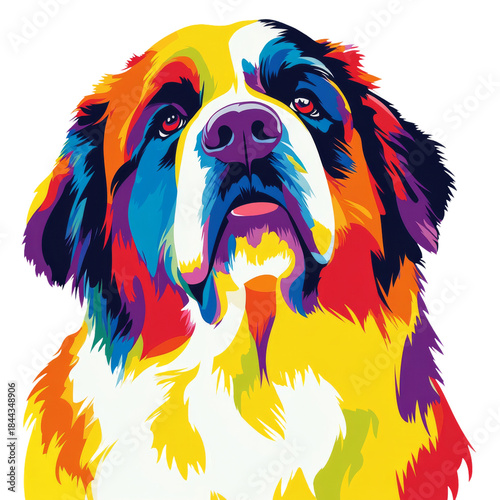 Saint Bernard Portrait Illustration Watercolour Painting