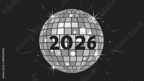 Mirror Ball Countdown 2026: A radiant mirror ball illuminates the path to the year 2026, creating a spectacle of anticipation and celebratory energy.
