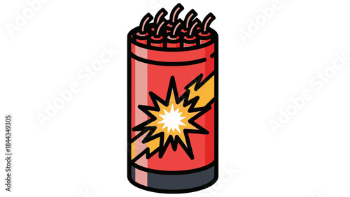 Danger Awaits: A cylindrical package of firecrackers, ready to be ignited, symbolizes the anticipation of excitement and the potential for a spectacular display.