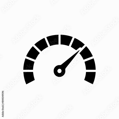Speedometer Gauge Icon with Red Warning Zone Vector