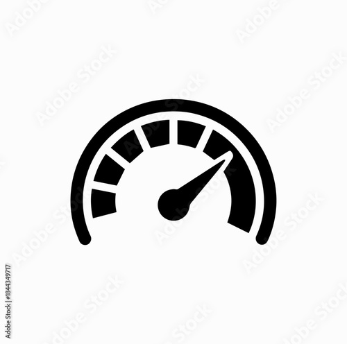 Speedometer Gauge Icon with Red Warning Zone Vector