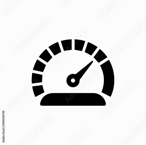 Speedometer Gauge Icon with Red Warning Zone Vector