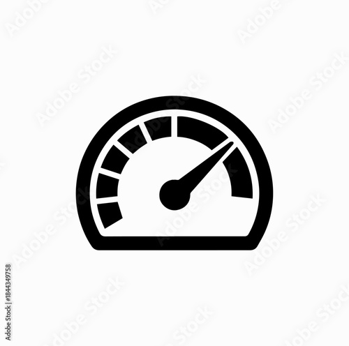 Speedometer Gauge Icon with Red Warning Zone Vector