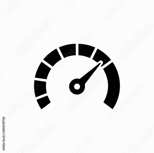 Speedometer Gauge Icon with Red Warning Zone Vector