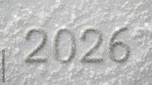 Year 2026 written in snow representing the upcoming new year and winter season isolated on white
