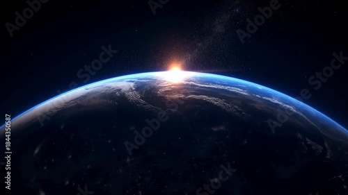 Spectacular sunrise over planet earth from space