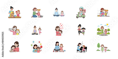 A set of 12 low resolution images of cartoon characters in various colorful outfits and poses