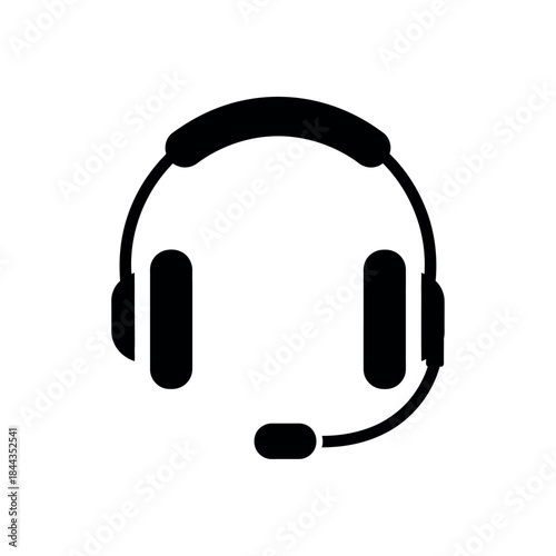 Black headset with microphone icon.
