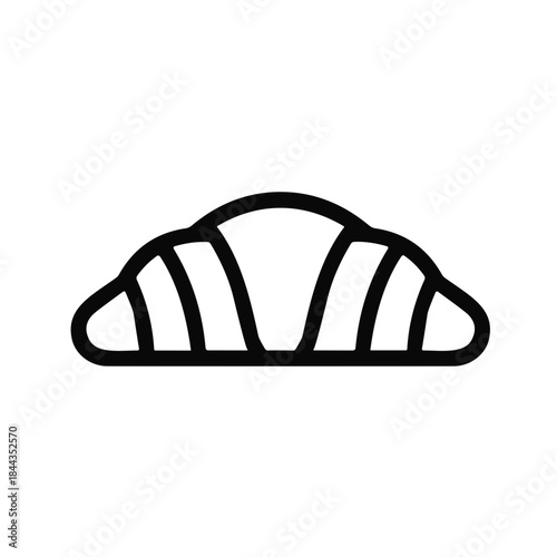 Croissant outline in minimalist style on white background  