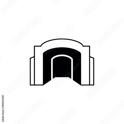 Minimalist Archway Entrance Icon Black and White.