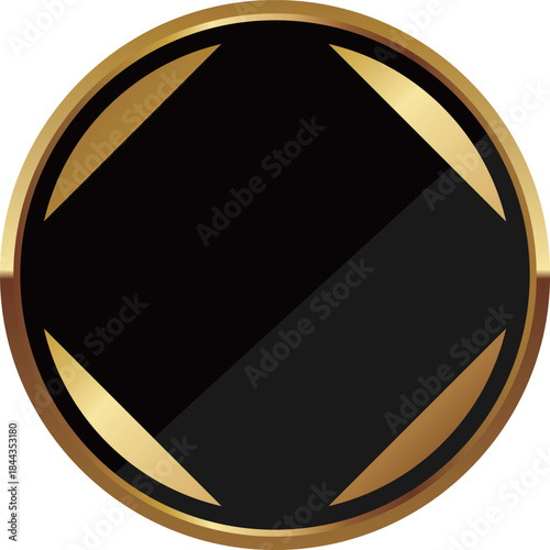 高級感のあるシンプルな円形フレーム　ブラック＆ゴールド