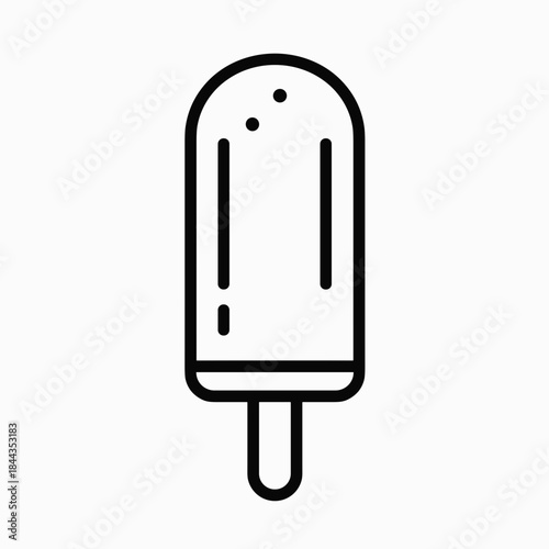 Ice cream popsicle on stick in minimalist line art style  