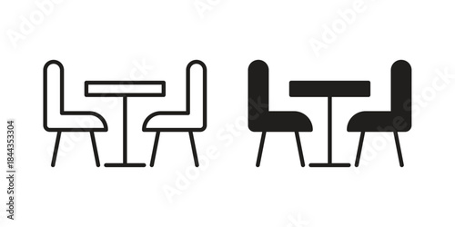 Dinner table icons on white background. Line vector sign, symbol for web and mobile