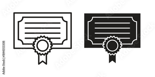 Diploma icons on white background. Line vector sign, symbol for web and mobile