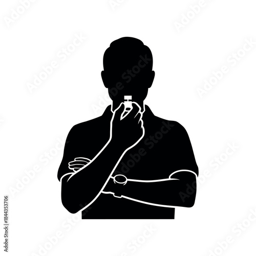 Silhouette of a person blowing a whistle.