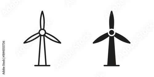 Eolic energy icons on white background. Line vector sign, symbol for web and mobile