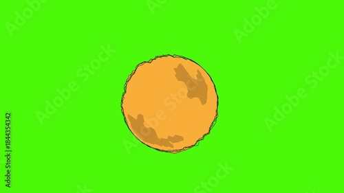 orange moon animation on green screen