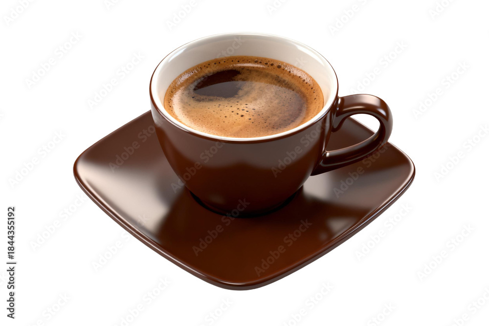 Fototapeta premium A Cup of Hot Espresso on Brown Saucer