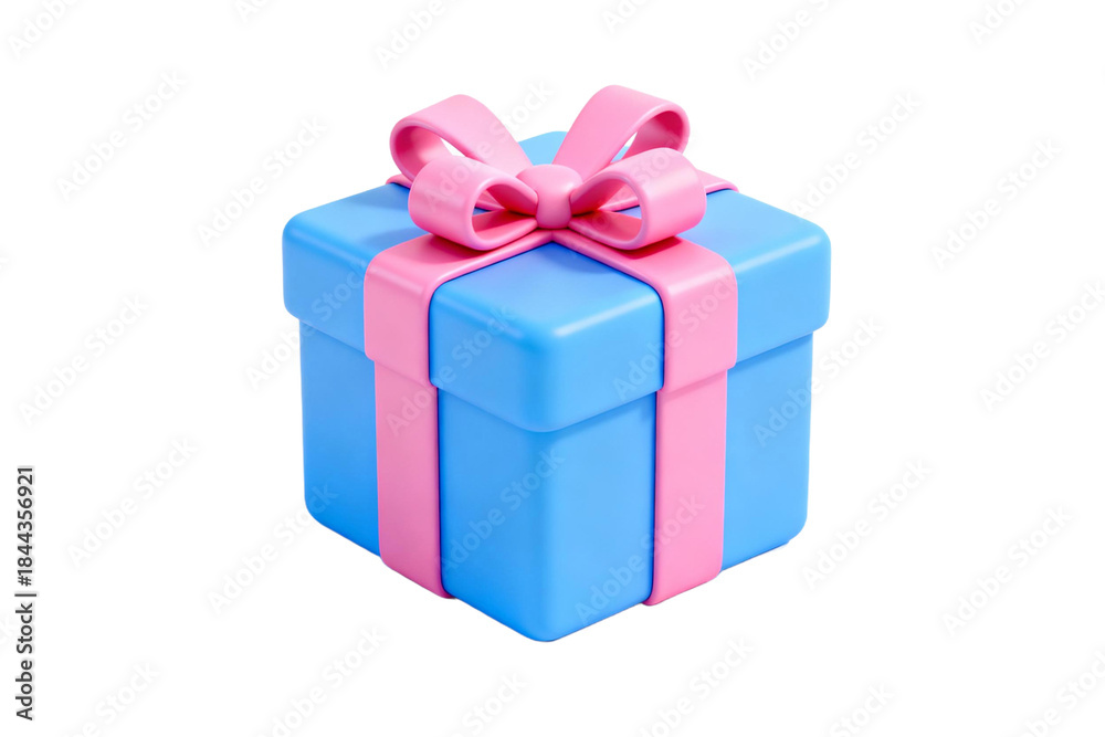 Obraz premium Blue Gift Box with Pink Ribbon Bow