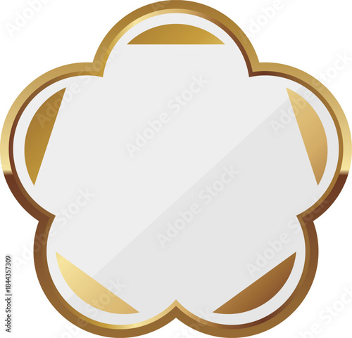 高級感のあるシンプルな梅型フレーム　ホワイト＆ゴールド