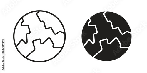 Earth icons collection. Thin linear and black flat icons
