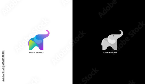 Modern gradient elephant logo. Colorful abstract elephant icon, Abstract wildlife symbol. Design template for business branding, technology and creative design