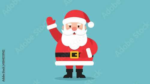 Cheerful Santa Claus Character Waving Hello, Spreading Joy and Holiday Season Spirit for a Festive Celebration Design and Seasonal Greetings