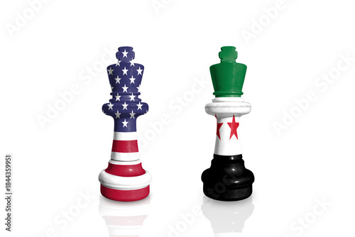 Chess made from USA and Syria flags