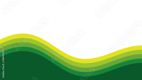 a green and yellow wave pattern on a white background