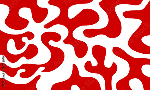 abstract organic wavy seamless pattern in red and white