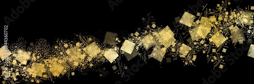 お正月背景風金箔、砂子の豪華ワイドサイズ黒背景