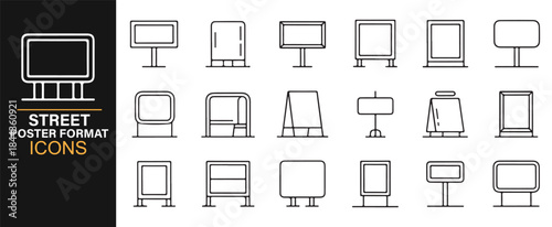 Clean line-style street signage icons for public advertising design