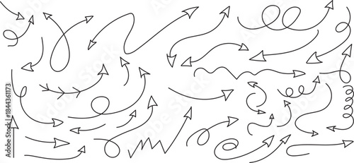 A collection of hand drawn arrows and abstract shapes