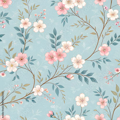 Blue toile seamless digital paper pack with French floral shabby chic patterns, vintage blue and white designs for backgrounds and decor