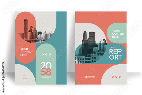 Business Report Cover Template – Green Geometric Layout (A4)