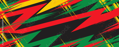 Simple background with gradient zigzag line pattern and with Jamaican color theme