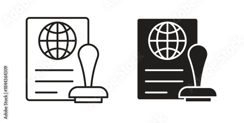 Visa icon simple vectors in black, suitable for projects