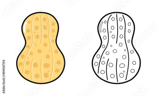 Peanut cartoon illustration for coloring book with outline