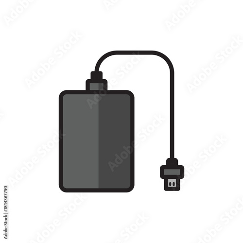 Color line icon of an external hard drive representing portable data storage, backup, and file management. Perfect for apps, websites, tech projects, and business illustrations.