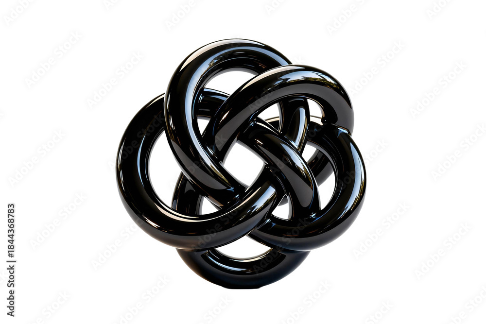 Fototapeta premium Black Shiny Knot of Intertwined Rings