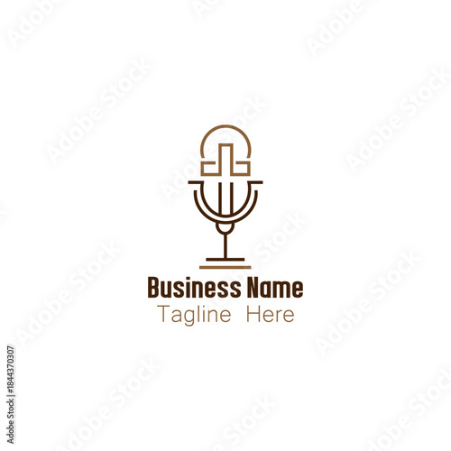 Elegant Line Art Microphone Chalice Cross Logo