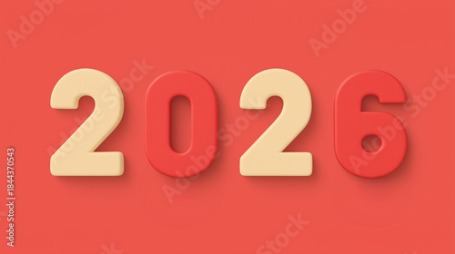 
Bold 3D New Year Numbers 2026 on Bright Minimal Background
