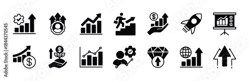 Business concept of financial growth with graphs charts analytics to success and goal achievement with performance