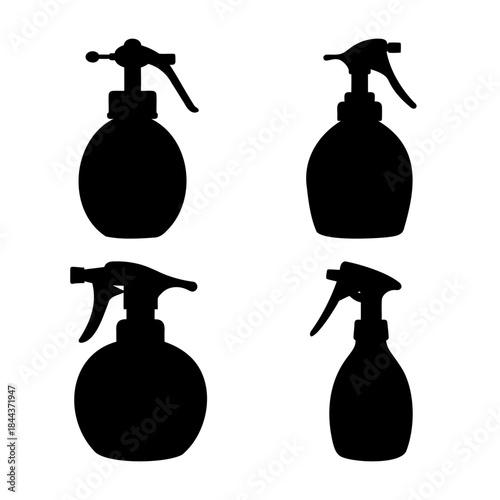 Set of various silhouette spray bottles for cleaning and gardening