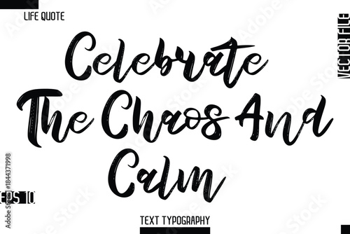 Celebrate The Chaos And Calm  -Inspirational Life Quotes Stylish Grunge BrushTypography Bold Text Vector Design