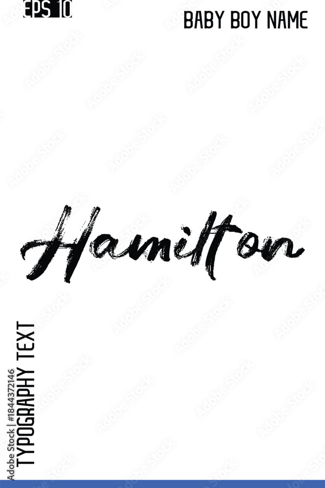 Fototapeta premium Hamilton -Trendy Baby Boy Names Vector Hand Drawn Brush Grunge Calligraphy Lettering