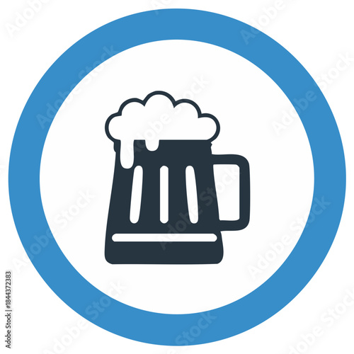 Iconic Beer Mug Symbol Within a Blue Circle Design
