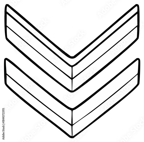 Set of military corporal and sergeant chevrons black and white line art illustration