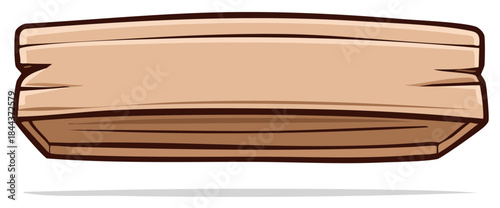 Cartoon Wooden Signboard Banner Announcement Label Illustration