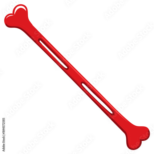 Bright Red Dog Treat Toy Bone with Central Cutouts for Playful Pet Chewing Pleasure